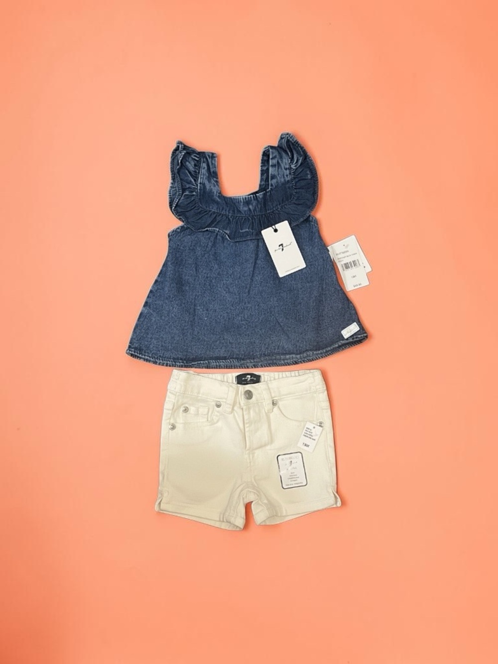 Toddler Girls' Denim Ruffle Top and Shorts Set 18M
